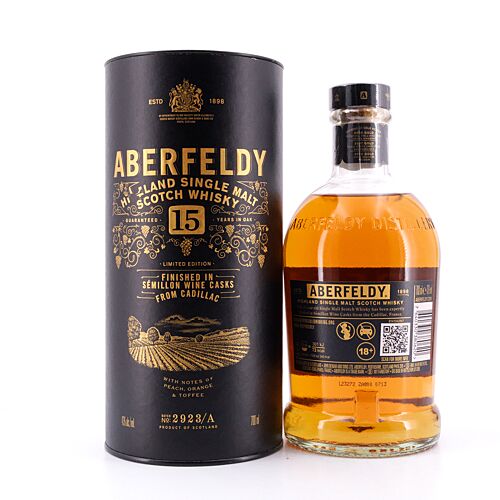 Aberfeldy 15 Jahre Finish in Sémillion Wine Casks From Cadillac 0,70 Liter/ 43.0% vol Produktbild