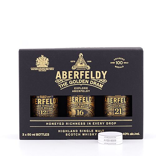 Aberfeldy Collection The Golden Dram Miniaturset 12; 16 & 21 Jahre  0,150 Liter/ 40.0% vol Produktbild