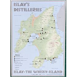 Alba-Collection Verlag Poster Islay im Format 60 x 42 zeigt eine Karte von Islay  mit 27 Whisky Destillerien Produktbild