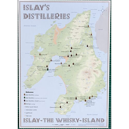 Alba-Collection Verlag Poster Islay im Format 60 x 42 zeigt eine Karte von Islay  mit 27 Whisky Destillerien 1 Stück Produktbild