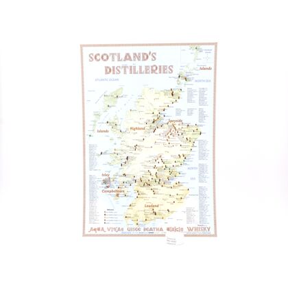 Alba-Collection Verlag Tasting Map Scotland im Format 35 x 25 cm mit eingezeichneten 423 Whisky Destillerien. 1 Stück