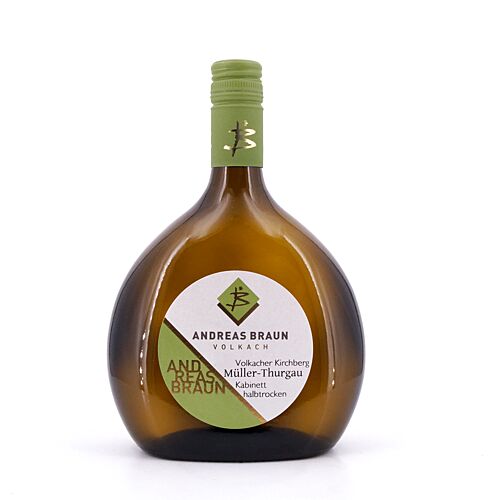Andreas Braun Volkacher Kirchberg Müller-Thurgau Kabinett Jahrgang 2021 / 2022 halbtrocken 0,750 Liter/ 11.0% vol Produktbild