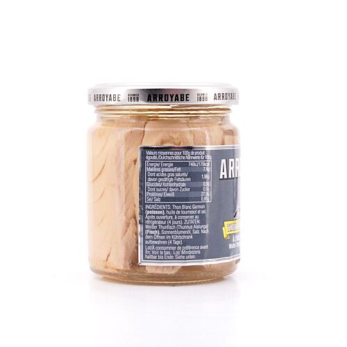 Arroyabe Bonito del Norte in Sonnenblumenöl 227g Glas 150 Gramm Abtropfgewicht Produktbild