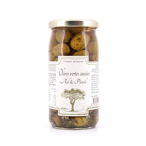 Beauharnais-CARLANT Olives vertes cassées -á la Provencale Grüne Oliven nach provenzialischer Art 350g 200 Gramm Abtropfgewicht Produktbild