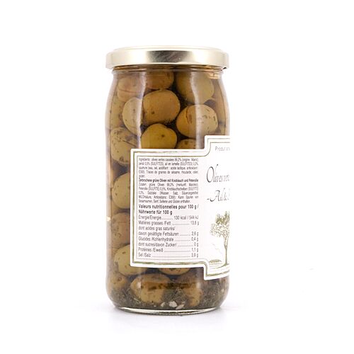 Beauharnais-CARLANT Olives vertes cassées -á la Provencale Grüne Oliven nach provenzialischer Art 350g 200 Gramm Abtropfgewicht Produktbild