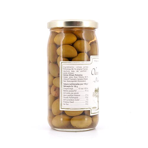 Beauharnais-CARLANT Olives vertes -Picholines- Grüne Oliven 350g 200 Gramm Abtropfgewicht Produktbild