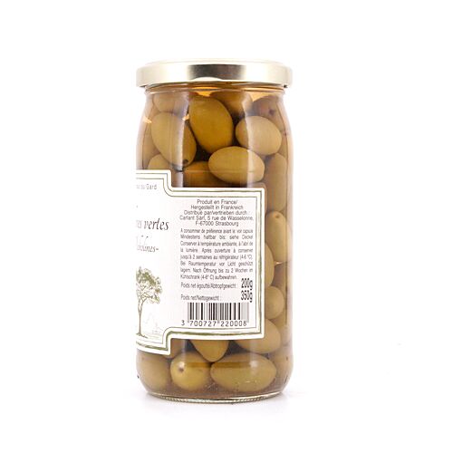 Beauharnais-CARLANT Olives vertes -Picholines- Grüne Oliven 350g 200 Gramm Abtropfgewicht Produktbild