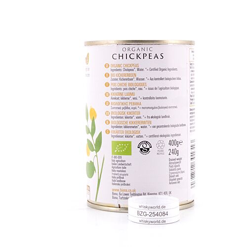 Biona Organic Chickpeans Kichererbsen 400g 240 Gramm Abtropfgewicht Produktbild