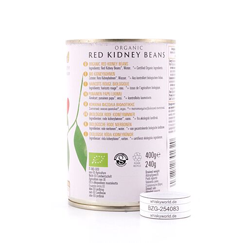 Biona Organic Red Kidney Beans Rote Kidneybohnen 400g 240 Gramm Abtropfgewicht Produktbild