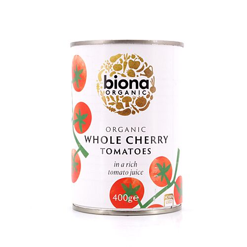 Biona Organic Whole Cherry Tomatoes Kirschtomaten im Ganzen in reichhaltigem Tomatensaft 400 Gramm Produktbild