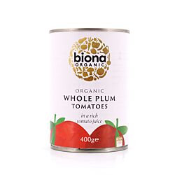 Biona Organic Whole Plum Tomatoes Pflaumentomaten im Ganzen in reichhaltigem Tomatensaft Produktbild