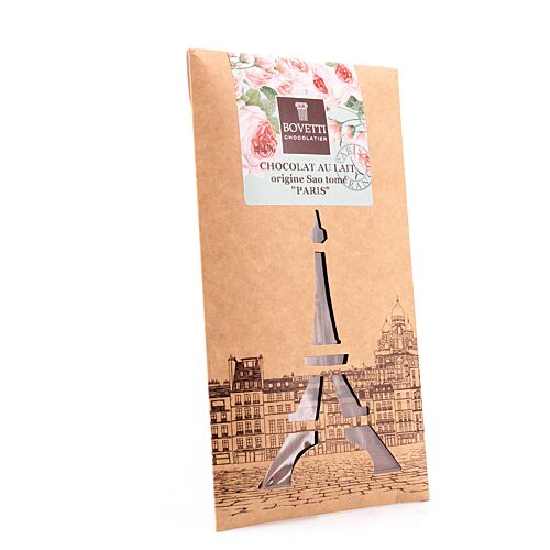 BOVETTI Chocolat au Lait origine Sao tome "Paris" Milchschokolade 100 Gramm Produktbild