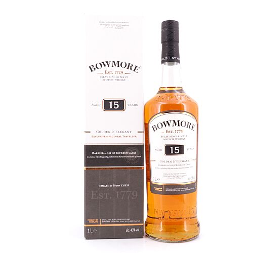 Bowmore 15 Jahre Golden & Elegant Literflasche 1 Liter/ 43.0% vol Produktbild