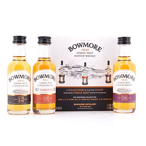 Bowmore Collection 12, 15, 18 Jahre Miniaturen 0,150 Liter/ 42.0% vol Produktbild
