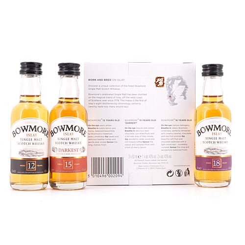 Bowmore Collection 12, 15, 18 Jahre Miniaturen 0,150 Liter/ 42.0% vol Produktbild
