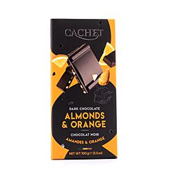 Cachet Dark Chocolate Almonds & Orange Zartbitterschokolade mit Mandelstücke und kandierten Orangenzesten Produktbild