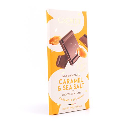 Cachet Milk Chocolate Caramel & Sea Salt Vollmilchschokolade mit Karamellstücke und Meersalz 100 Gramm Produktbild