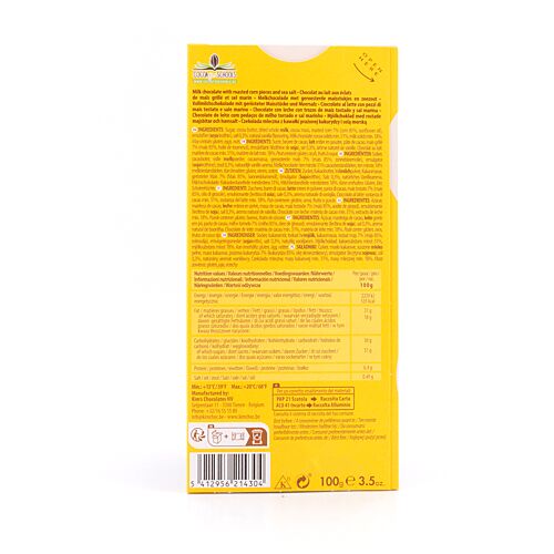 Cachet Milk Chocolate Salty Roasted Corn Vollmilchschokolade mit gerösteter Maisstücke und Meersalz 100 Gramm Produktbild