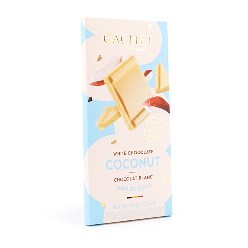 Cachet White Chocolate Coconut Weiße Schokolade mit Kokosnuss 100 Gramm Produktbild