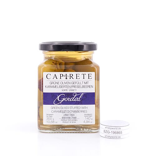 Capirete Gordal grüne Oliven mit karamellisierten Preiselbeeren gefüllt 300 Gramm Produktbild