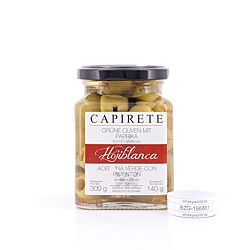 Capirete Hojiblanca grüne Oliven mit Paprika 300g Produktbild