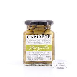 Capirete Manzanilla Oliven grüne Oliven mit Kräutern 300g Produktbild