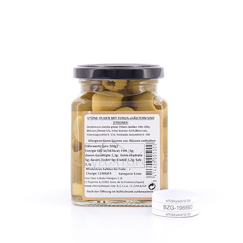 Capirete Manzanilla Oliven grüne Oliven mit Kräutern  300 Gramm Produktbild