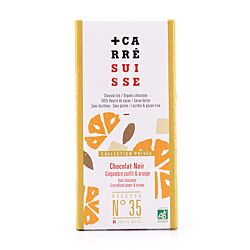 CARRÉ SUISSE N° 35 Zartbitterschokolade 71% mit kandiertem Ingwer und ätherisches Orangenöl Produktbild