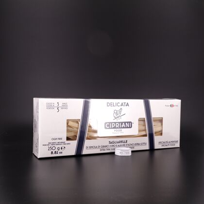 Cipriani Tagliarelle di Grano extrafeine 7mm breite Bandnudeln aus Hartweizengries ohne Eigelb 250 Gramm