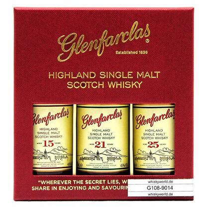 Glenfarclas Tasting Pack II / 15, 21 & 25 y.o. je 0,05l Miniaturen 15, 21 & 25 y.o. je 0,05l 0,150 Liter/ 44.0% vol