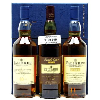 Talisker Collection best. aus 3 x 0,20l 10 y.o.; Distillers Edition je 45,8%Vol & 57°North 57,0%Vol 0,60 Liter/ 49.5% vol