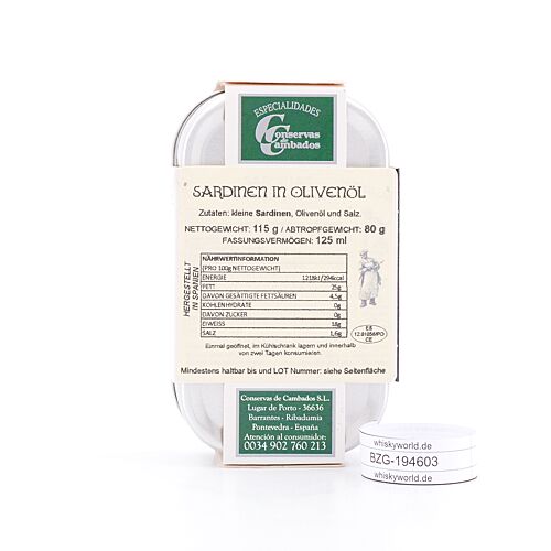 Conservas De Cambados Kleine Sardinen in Olivenöl 115g 80 Gramm Abtropfgewicht Produktbild