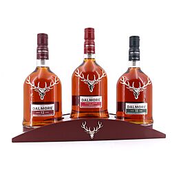 Dalmore Special Set aus Cigar Malt, 15 & 12 Jahre (je 0,7 l) mit edlem Barständer. Produktbild
