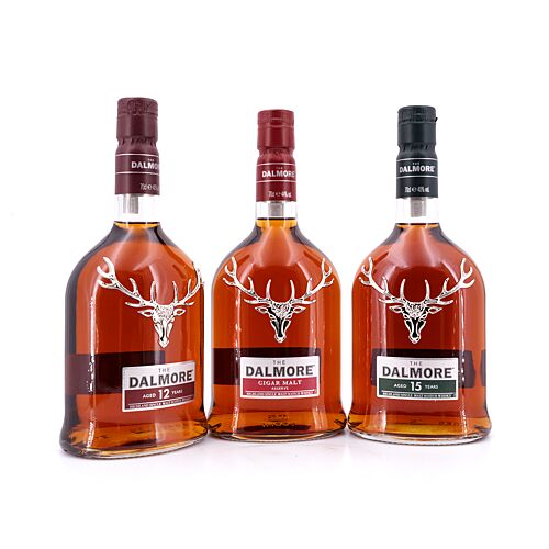 Dalmore Special Set aus Cigar Malt, 15 & 12 Jahre (je 0,7 l) mit edlem Barständer. 2,10 Liter/ 41.3% vol Produktbild