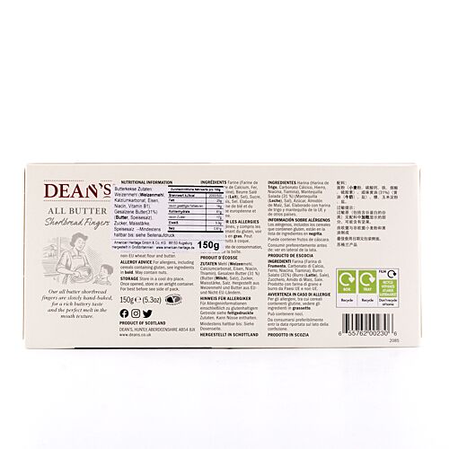 DEAN's All Butter Shortbread Fingers 150 Gramm Produktbild