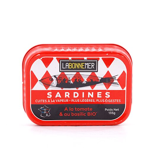 Ferrigno La Bonne Mer Sardinen mit Bio-Tomaten & Basilikum 135g 88 Gramm Abtropfgewicht Produktbild