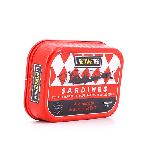 Ferrigno La Bonne Mer Sardinen mit Bio-Tomaten & Basilikum 135g 88 Gramm Abtropfgewicht Produktbild