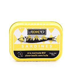 Ferrigno La Bonne Mer Sardinen mit Bio-Zitrone und Basilikum-Marinade ohne Öl 135g Produktbild