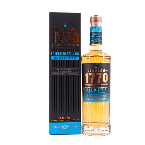 Glasgow Distillery 1770 Glasgow Single Malt Triple Distilled Smooth 0,70 Liter/ 46.0% vol Produktbild