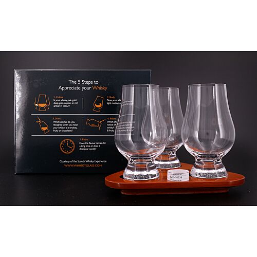 Glencairn Tasting-Set 1 lackiertes Holztablett mit 3 Stück Glencarin-Nosing-Glas 1 Stück Produktbild