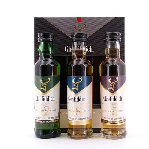 Glenfiddich Tasting Pack 12, 15 & 18 Jahre je 0,05l 0,015 Liter/ 40.0% vol Produktbild