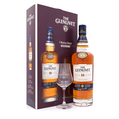 Glenlivet 18 Jahre mit 2 Stück Nosing-Gläser 0,70 Liter/ 43.0% vol