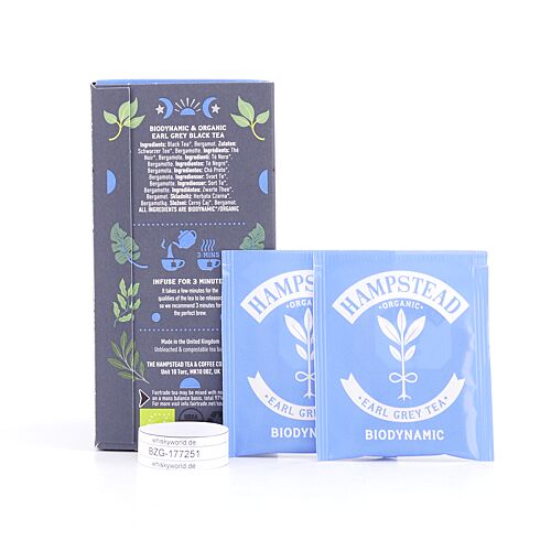 Hampstead Tea BIO Organic Earl Grey 20 Teebeutel 40 Gramm Produktbild