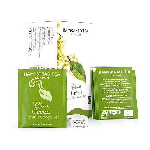Hampstead Tea BIO Organic Green Tea Clean 20 Teebeutel 40 Gramm Produktbild