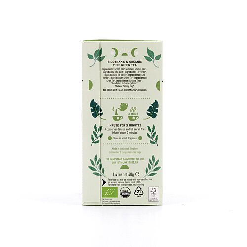 Hampstead Tea BIO Organic Green Tea Clean 20 Teebeutel 40 Gramm Produktbild