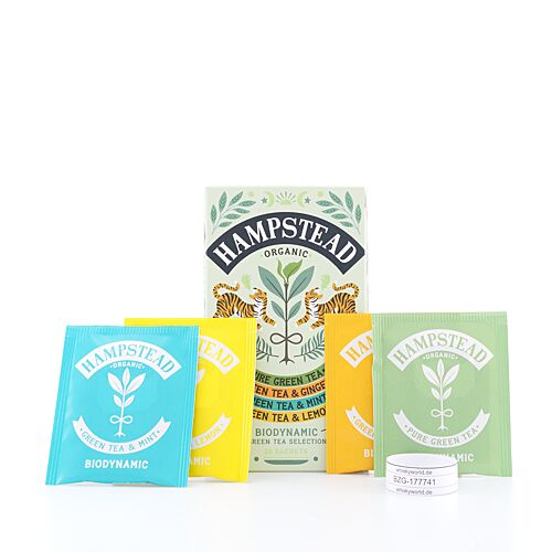 Hampstead Tea BIO Organic Green Tea Selection Green Tea -Pure, -Minze, -Ginger, -Lemon 40 Gramm Produktbild
