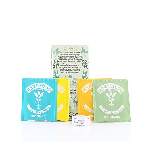 Hampstead Tea BIO Organic Green Tea Selection Green Tea -Pure, -Minze, -Ginger, -Lemon 40 Gramm Produktbild