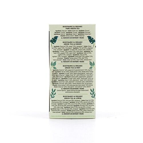 Hampstead Tea BIO Organic Green Tea Selection Green Tea -Pure, -Minze, -Ginger, -Lemon 40 Gramm Produktbild
