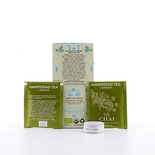 Hampstead Tea BIO Organic Life Chai Spiced Green Tea 20 Teebeutel Gewürzter Grüntee 40 Gramm Produktbild