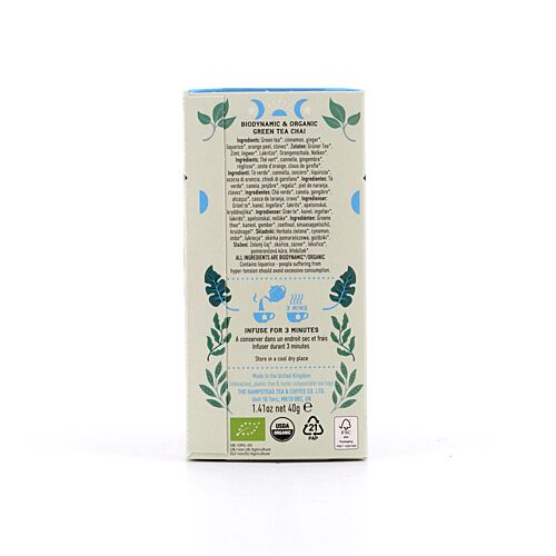 Hampstead Tea BIO Organic Life Chai Spiced Green Tea 20 Teebeutel Gewürzter Grüntee 40 Gramm Produktbild
